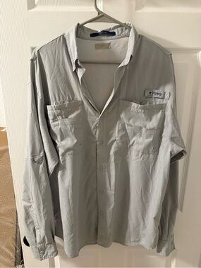 Columbia Light Gray Long-Sleeve Outdoor Shirt Jacket